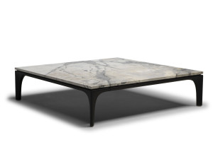 Низкий квадратный журнальный столик с мраморной столешницей