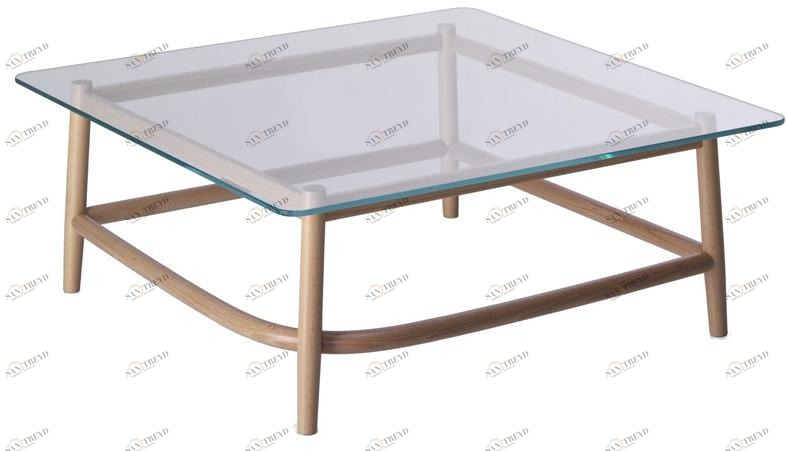 Wiener GTV Design Квадратный журнальный столик из дерева и стекла Single curve sun-id-1454608