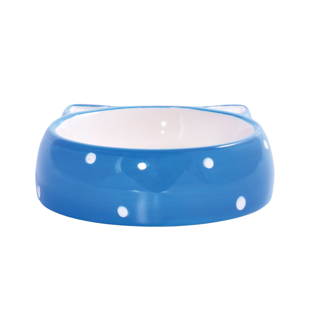 ПР0057365 Миска для кошек керамическая "Мордочка кошки" голубая 250мл КерамикАрт  - Вид №1