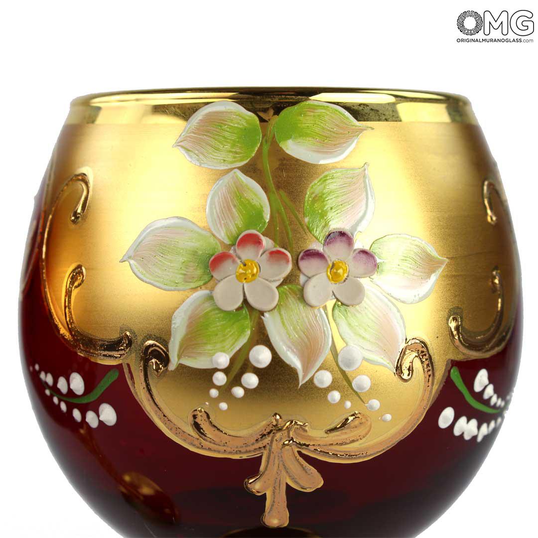 4325 ORIGINALMURANOGLASS Набор из 2 бокалов красного цвета - я&ты- trefuochi - муранское стекло OMG 6 см  - Вид №1