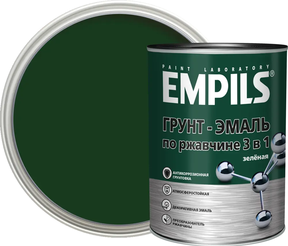 EMPILS PL - Грунт-эмаль 3 в 1 для защиты от ржавчины, зеленый 0.9 кг 84434173