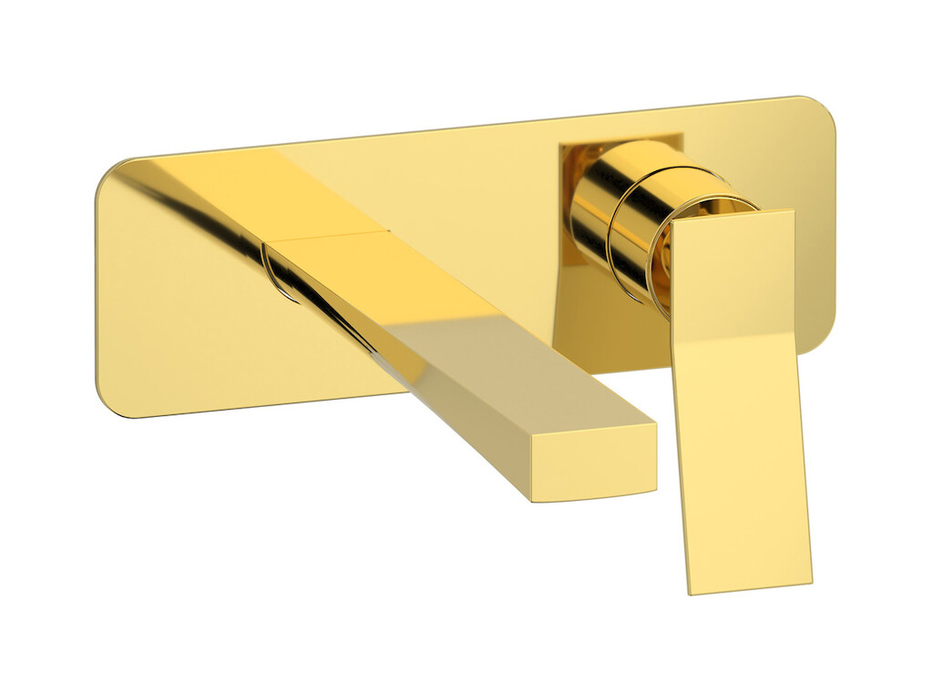 Встроенный в стену смеситель для раковины на 2 отверстия в комплекте с донным клапаном WE ARE IB wa200ss Gold Wave