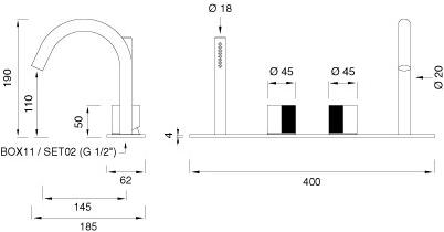 Ceadesign Комплект для ванны из нержавеющей стали с ручным душем на 4 отверстия Duet Det 32 - Вид №1