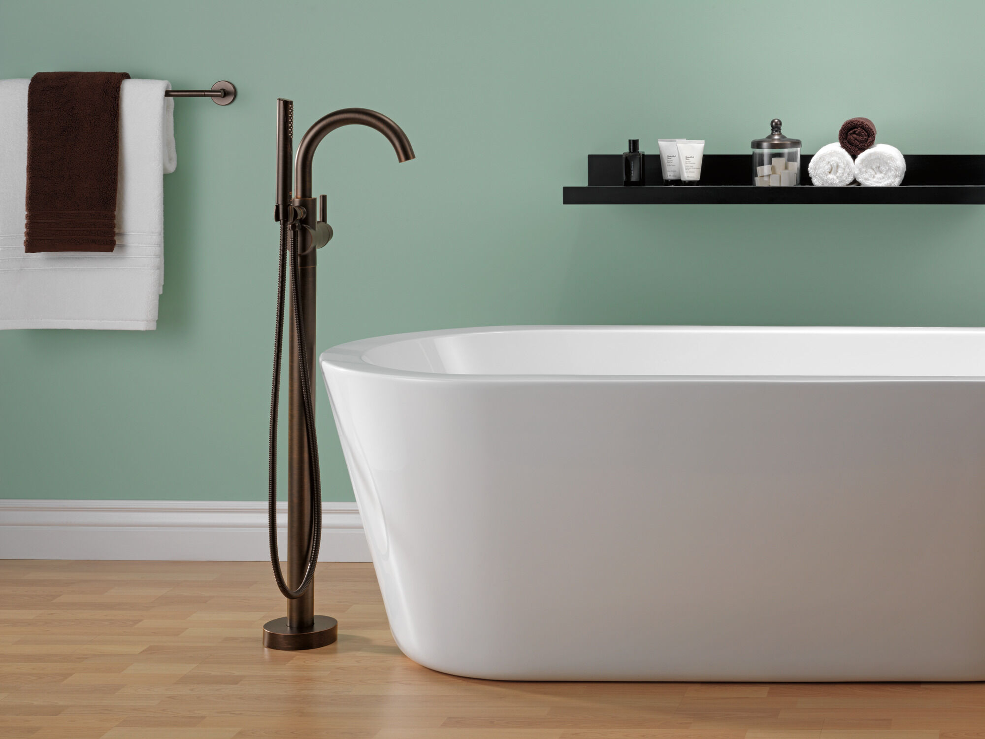 T4759-RBFL Напольная накладка для ванны с одной ручкой и ручным душем Delta Faucet Delta Венецианская бронза - Вид №7