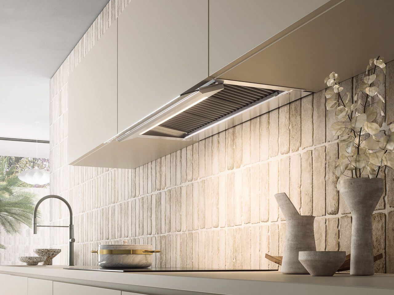 Вытяжка из нержавеющей стали со встроенным утопленным освещением Falmec дизайн ARCH-00132131