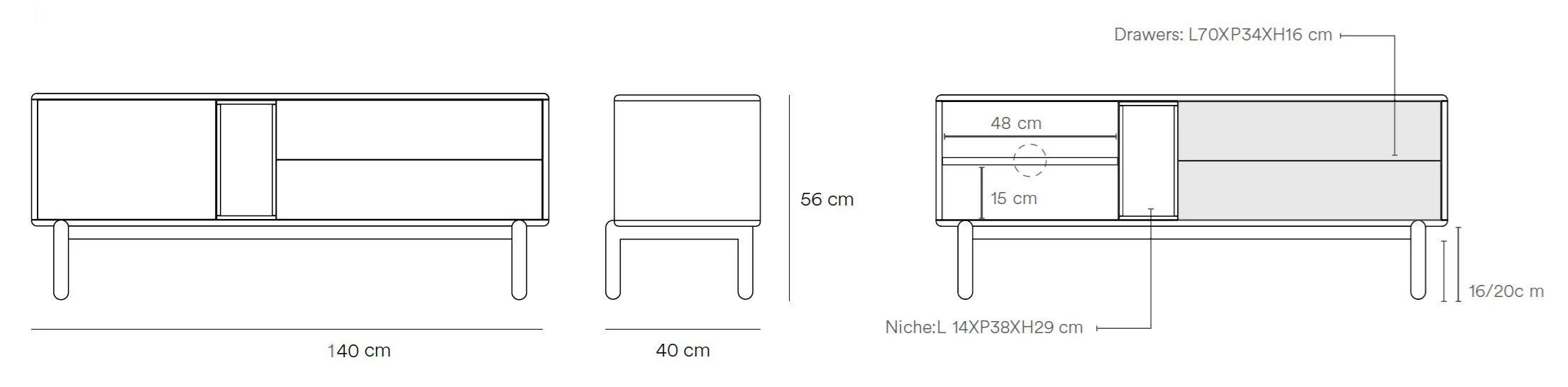 Шкаф для телевизора из МДФ с распашными дверцами и ящиками TEULAT Corvo ARCH-00133333 - Вид №22