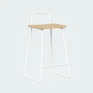 Барный стул с деревянным сиденьем белый Bauhaus WOODI  00-3966245 Белый