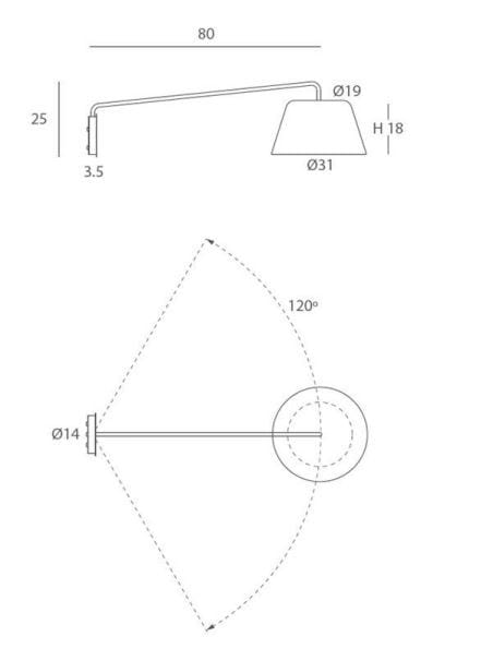 Регулируемый светодиодный настенный светильник с фиксированным кронштейном Olé Lighting Sento ARCH-00107250 - Вид №5