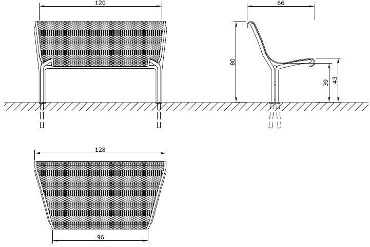 Euroform W Модульная скамья металлическая со спинкой Contour sun-id-1426432 - Вид №3