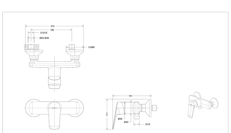 Смеситель для душа Rhein F9429564CP-01-ENG bravat  - Вид №1