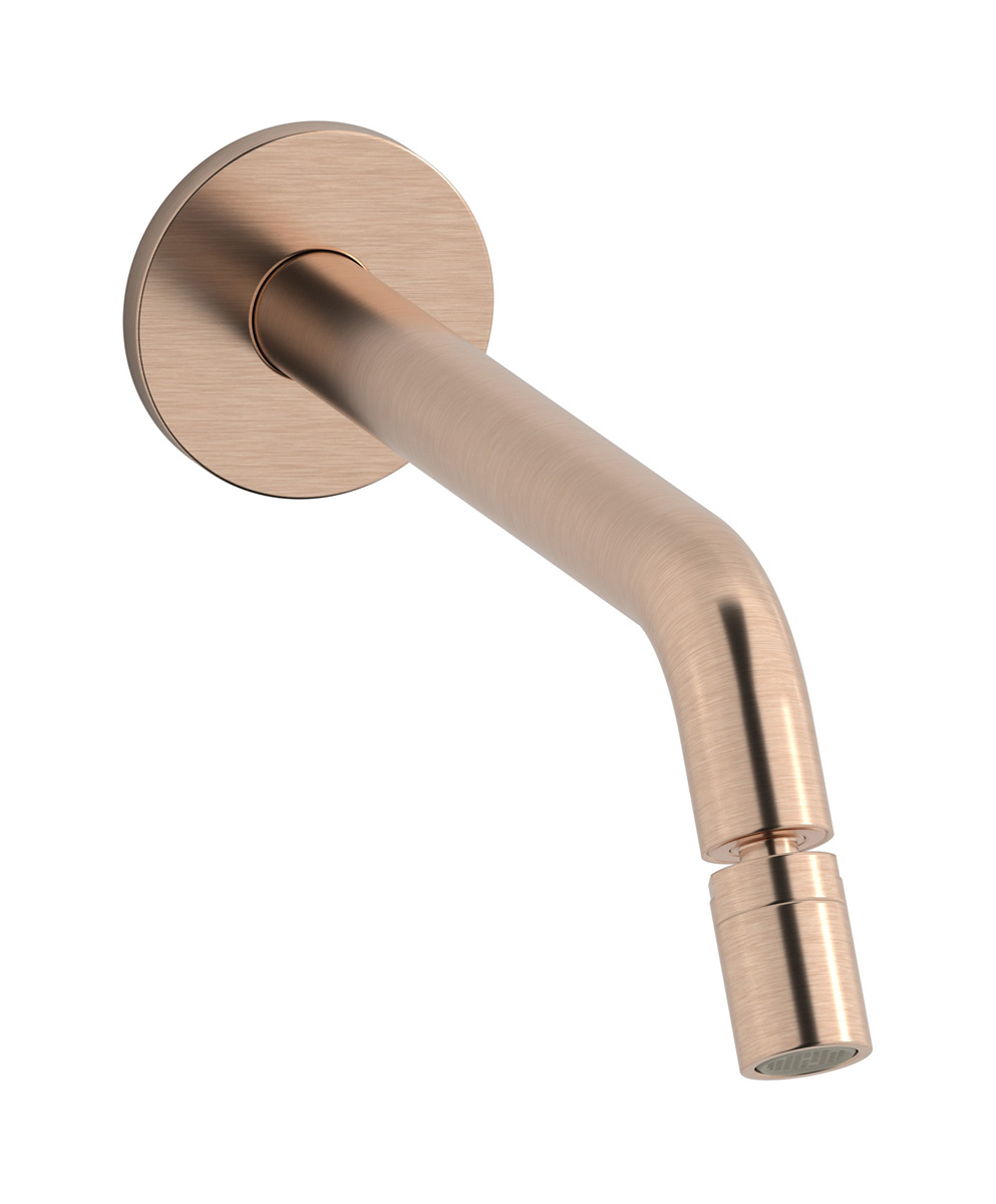 Настенный излив для биде в комплекте в донным клапаном. WE ARE IB rx317sr Brushed Rose Gold Reflex