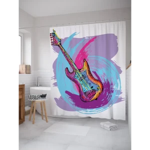 93781268 Штора для ванной JoyArty Гитарный мираж из ткани, 180x200 см с крючками STLM-1409027