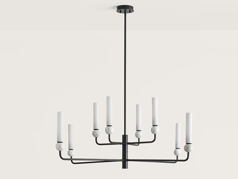 100987 Люстра 8L черная - белый мрамор Aromas del Campo Delie  - Вид №1