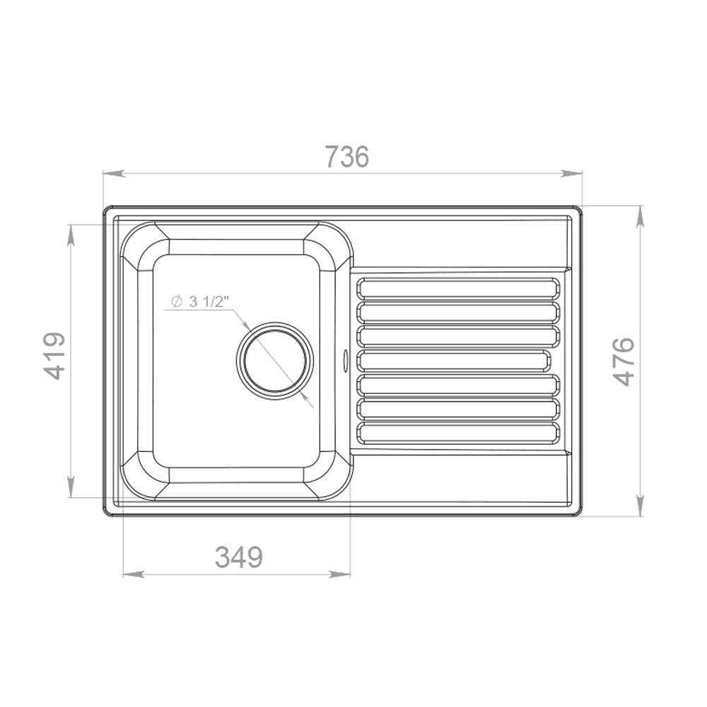 RQ144 антрацит Мойка кухонная прямоугольная Raiber  - Вид №2