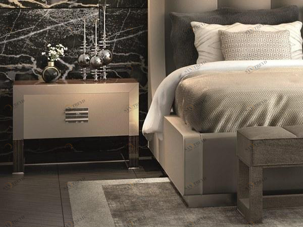 Longhi Прямоугольная прикроватная тумбочка из кожи с ящиками Loveluxe 2016 – vanity collection Y 841