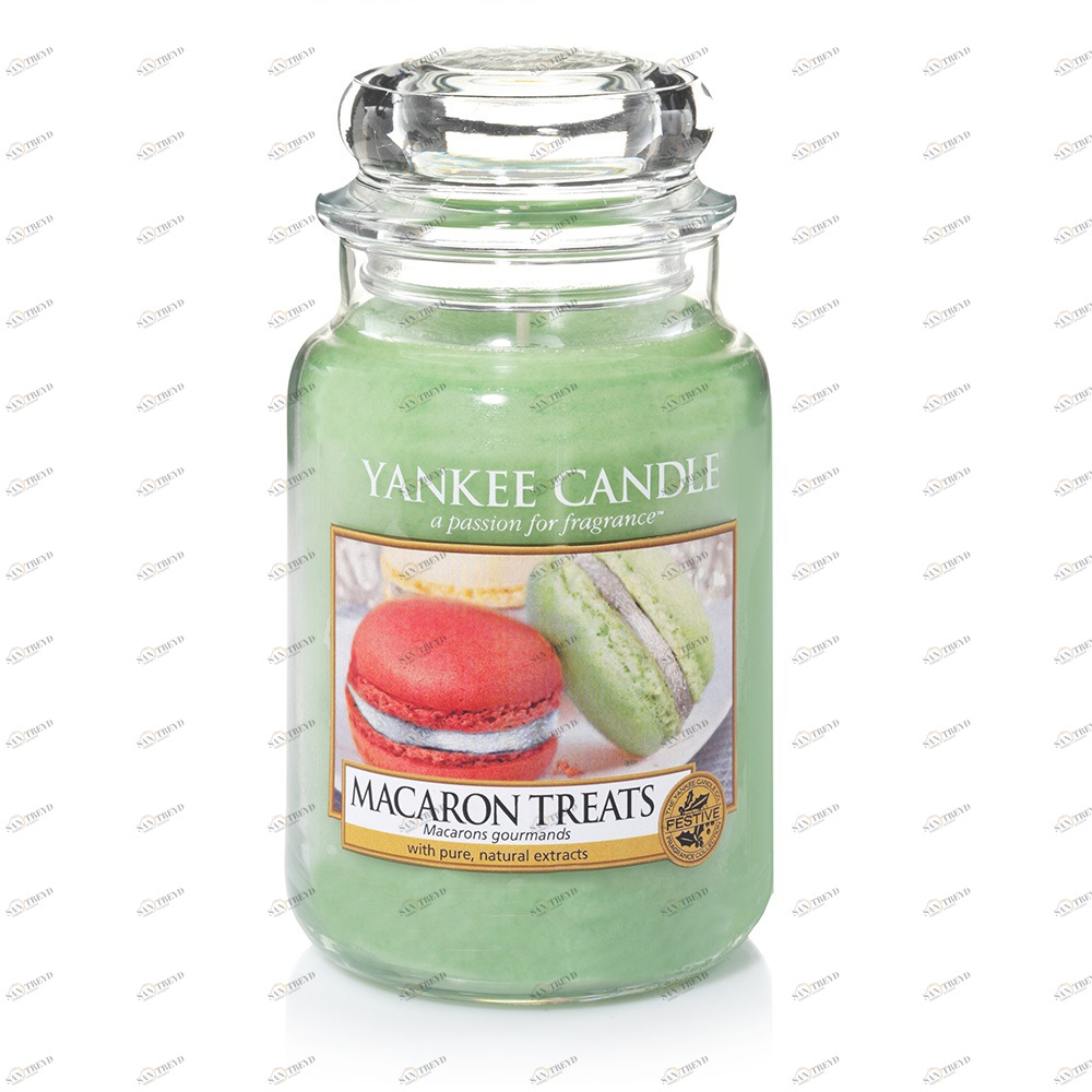 Свеча большая в стеклянной банке Макаруны Macaron treats 623 гр / 110-150 часов YANKEE CANDLE  267838 Зеленый 