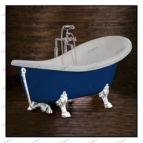 Ванна Akcjum Rectime 175 WR-01-01-KB-C овальная синяя с белыми ножками WR0101KBC