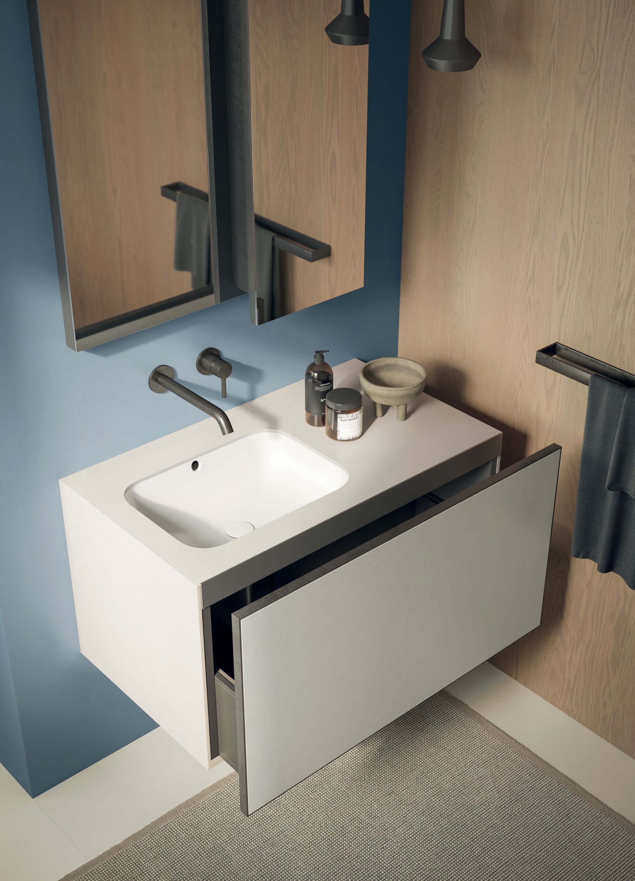 Подвесной шкаф для умывальника со встроенной раковиной Italgraniti ткацкий станок ARCH-00036323 - Вид №1