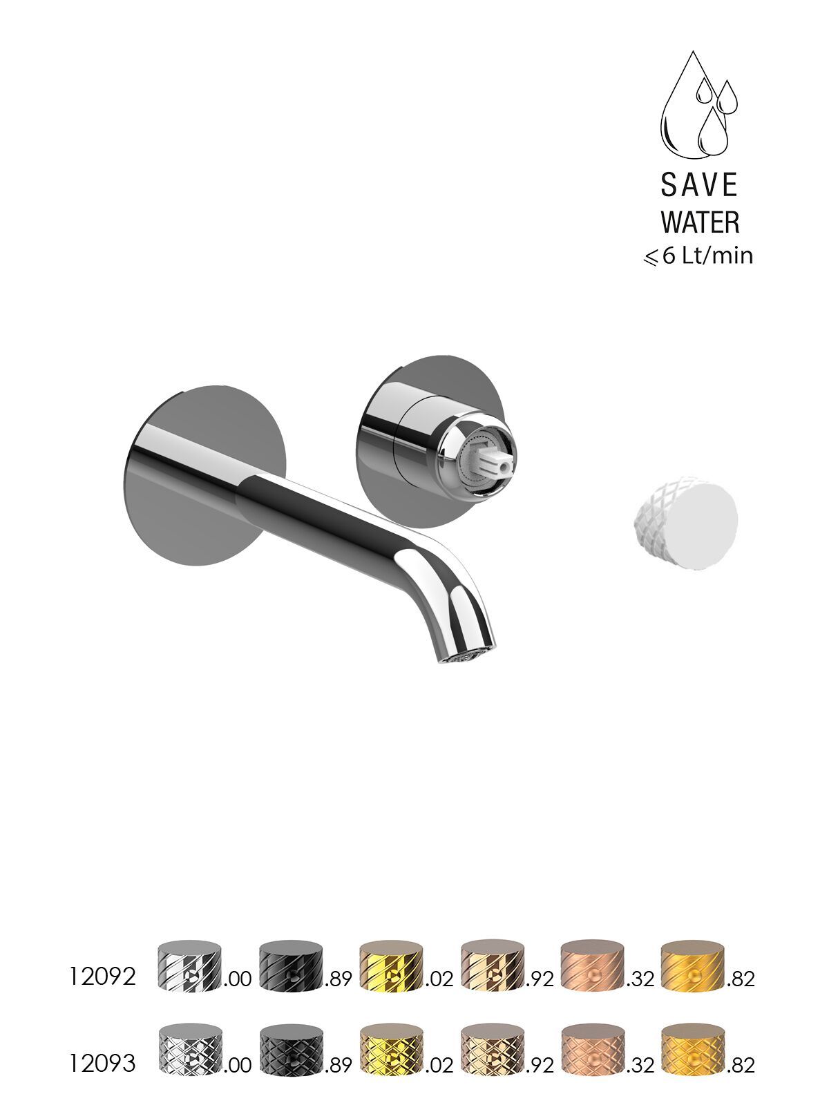 Настенный смеситель для раковины с 2 отверстиями и ограничителем расхода Rubinetterie Frattini Pepe XLS ARCH-00144539 - Вид №1