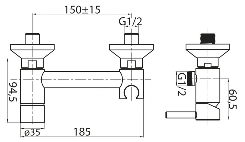 Смеситель для душа и гигенического душа с держателем Cezares CZR-DA3-01 ARTICOLI VARI - Вид №1