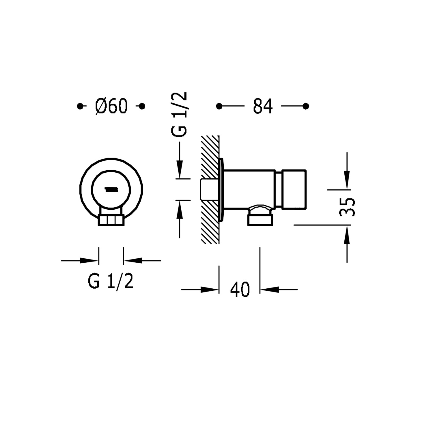 СООБЩЕСТВА Настенный промывочный кран с таймером на 1 воду для писсуара-01220002 TRES Temporizados - Вид №1