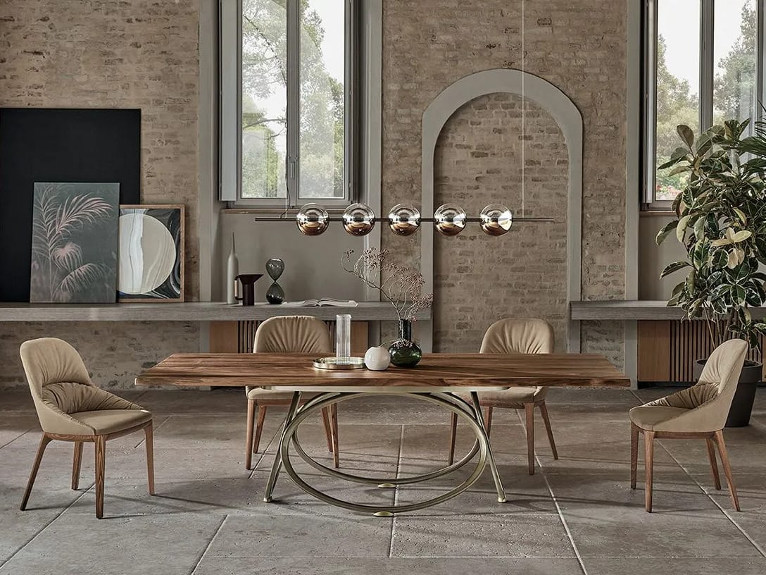 Прямоугольный обеденный стол из стали и дерева Bontempi Casa LOUIS ARCH-00017350