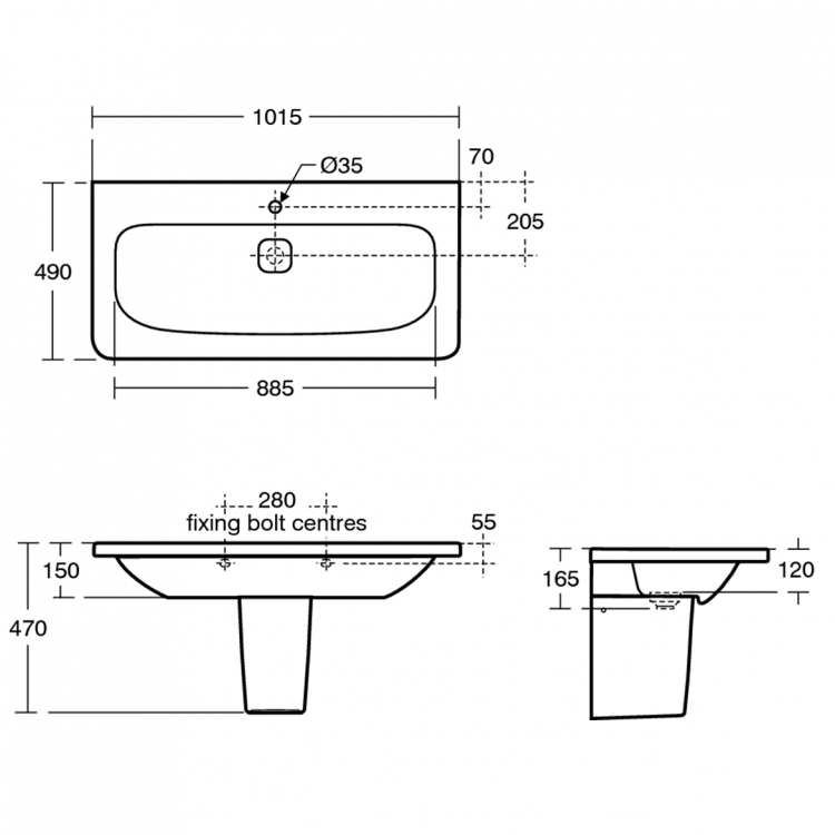 K087201 Раковина 100 см Ideal Standard TONIC II - Вид №6