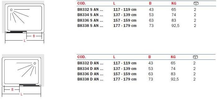 INDA® Стеклянный душевой бокс с раздвижной дверцей Air B833…-b825… - Вид №1
