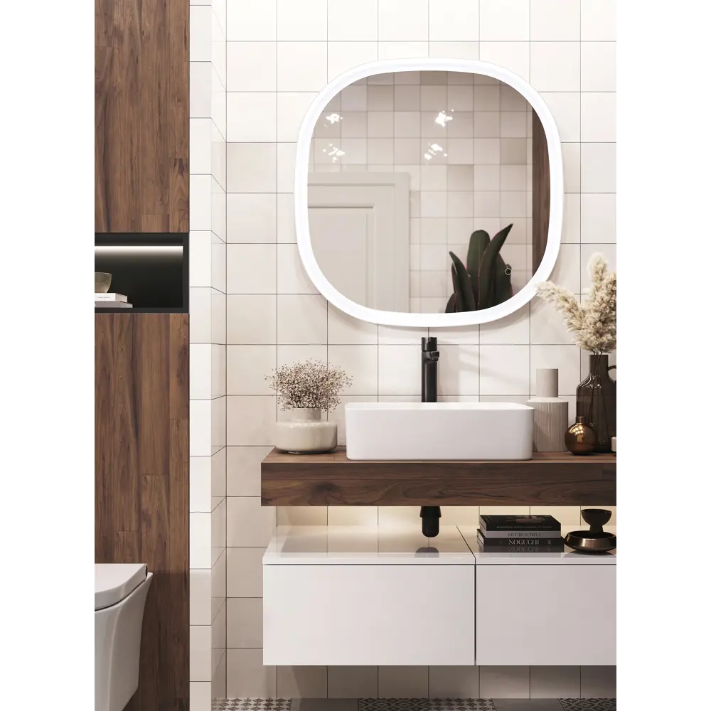 Зеркало для ванной Omega Glass Океан SD53 с подсветкой 80x80/88x88 см квадратное 84987000 STLM-2148965