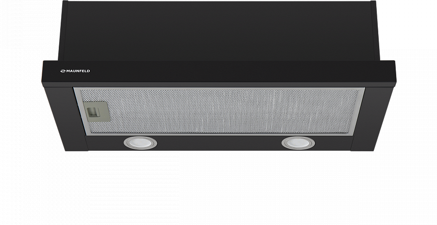 VS LIGHT 60 BLACK Вытяжка vs light 60 черный/ • тип: встраиваемая • цвет: черный • управление: колыбельное • ширина, мм: 600 • полная потребляемая мощность, вт: 140• количество скоростей: 2 • максимальная производительность, м3/ч: 480• диаметр воздуховода Santreyd  - Вид №1