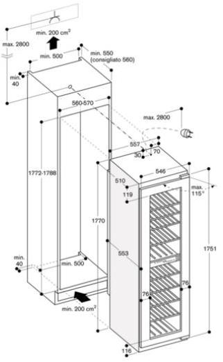 Gaggenau Холодильник для вина со стеклянной дверцей класса а Serie 200 Rw282261  - Вид №1