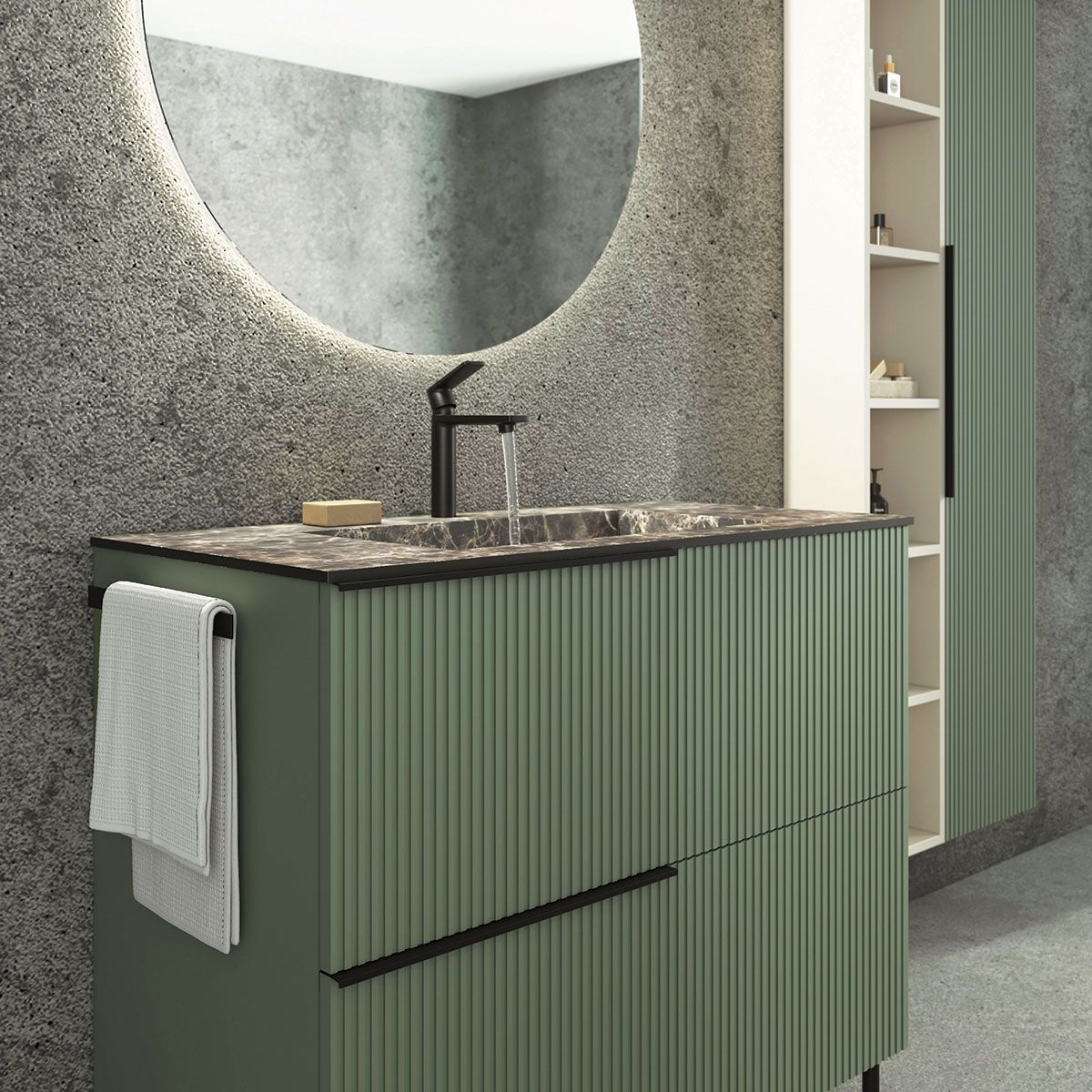 Деревянный напольный шкаф с одной раковиной со встроенной раковиной LEGNOBAGNO Re-Stretch ARCH-00130720 - Вид №2