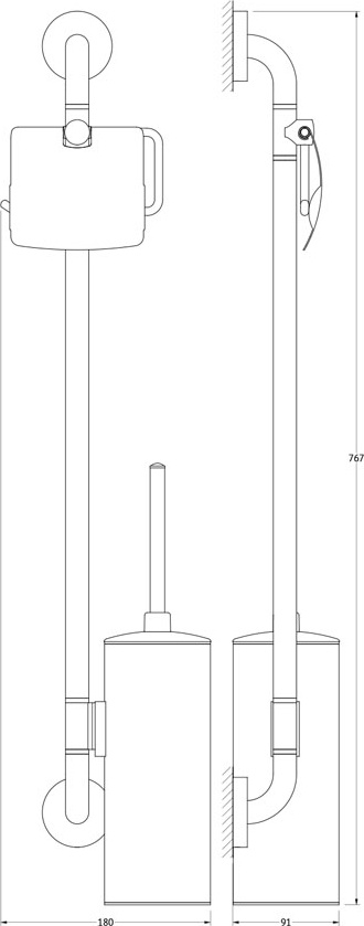 ELE 077 Штанга с 2-мя аксессуарами для туалета 77 cm ELLUX Elegance - Вид №1