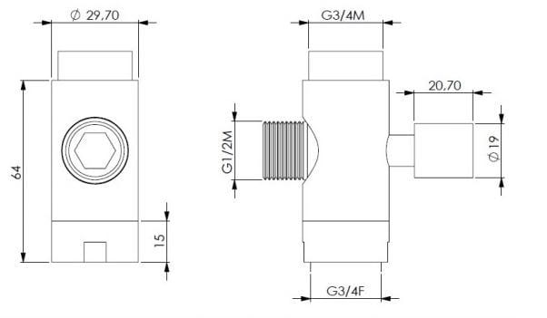 Переключатель для душа Thermomat Thermo-mix ARCH-00106357 - Вид №2