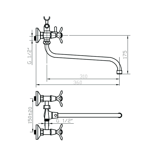 202 OMEGA  Смеситель универсальный  ARGO kran 202omega - Вид №1