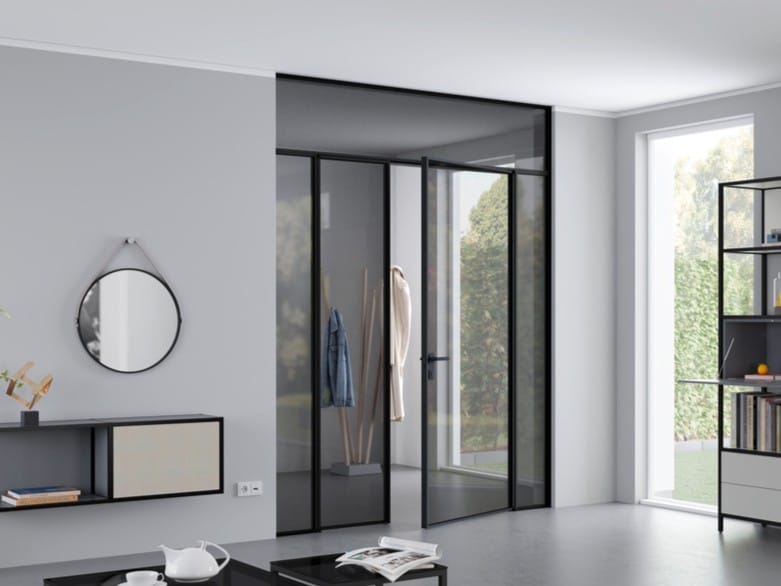 Алюминиевая и стеклянная распашная дверь raumplus SLIM LINE ARCH-00025546