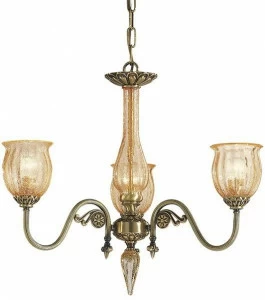 Possoni Illuminazione Люстра из сатинированной латуни со стеклом из янтарного кракэ Amanda 227/3