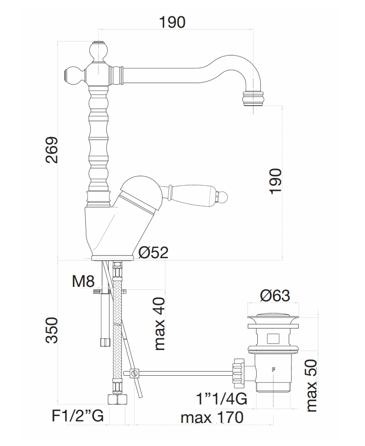 83CR2245 Смеситель для раковины , хром Fiore Imperiale  - Вид №2