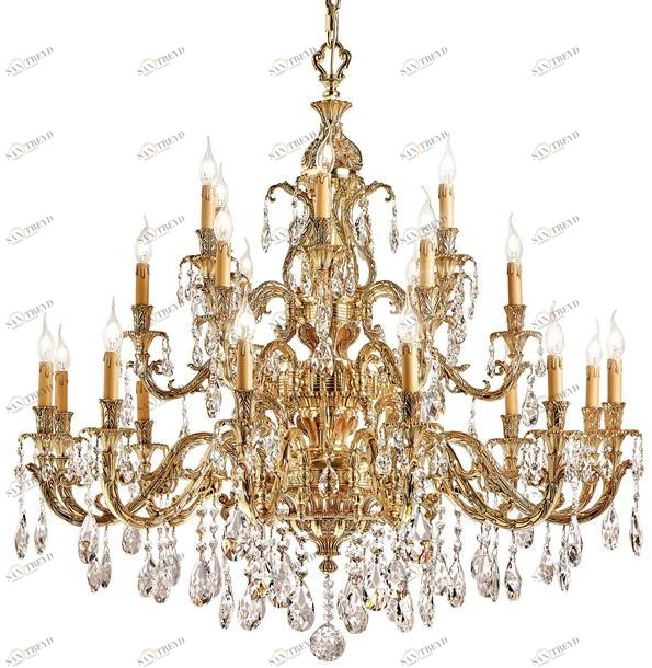 Possoni Illuminazione Люстра из французского золота с каплями swarovski® Wellington 791/12+6+6-sw/g 