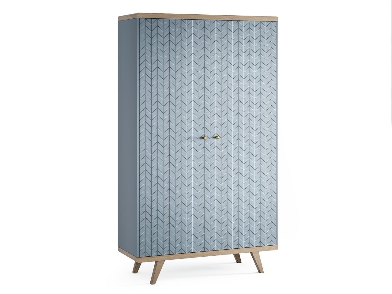 Шкаф распашной двухдверный серо-голубой с фрезеровкой Thimon v2 THE IDEA  210367 Голубой  - Вид №1