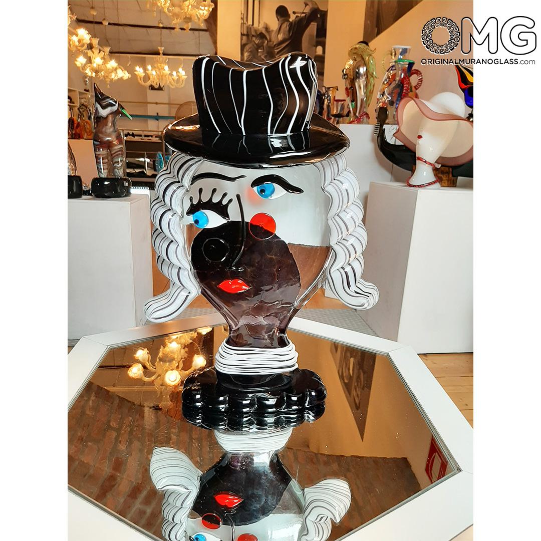 4723 ORIGINALMURANOGLASS Скульптура Голова Женщины в шляпе -Pop Art - по мотивам Мagritte - муранское стекло OMG 28 см PICASSO - Вид №1