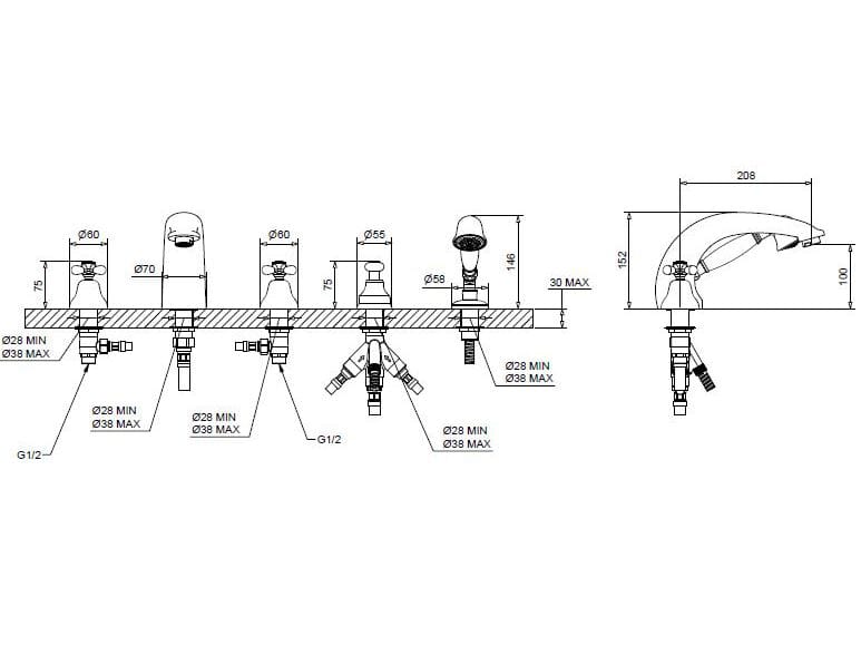 Хромированный латунный кран с 5 отверстиями Bugnatese Old ' 800 ARCH-00056817 - Вид №1