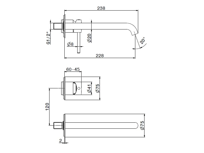 Настенный смеситель для раковины без слива Newform X-WAY ARCH-00034403 - Вид №2