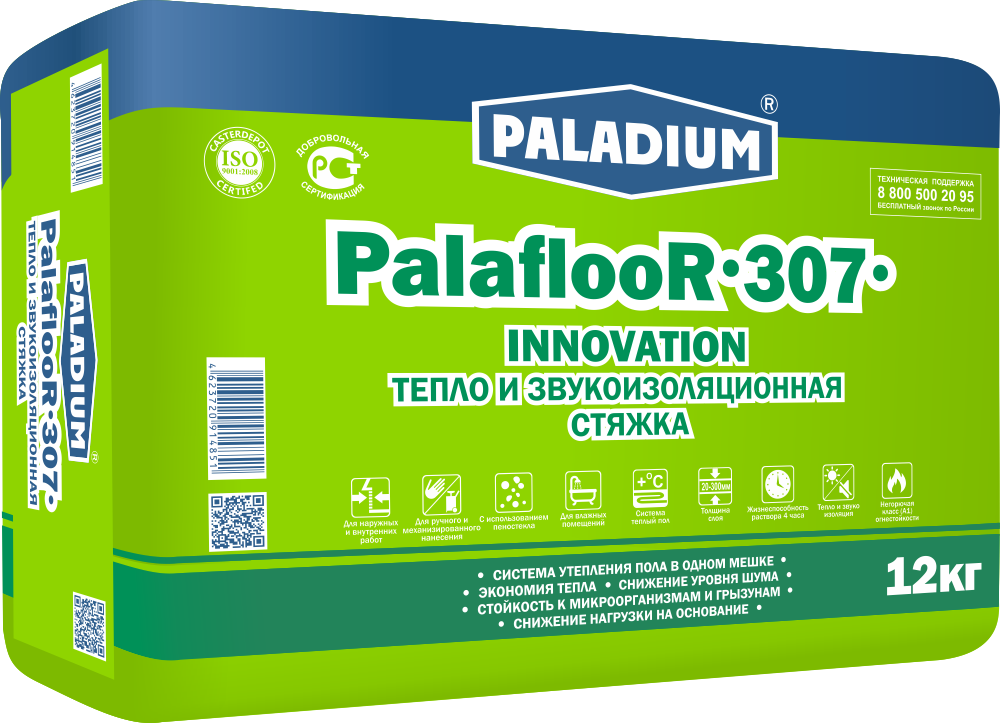 15290320 Стяжка пола с пеностеклом PalaflooR-307 теплая, 12 кг STLM-0005658 PALADIUM