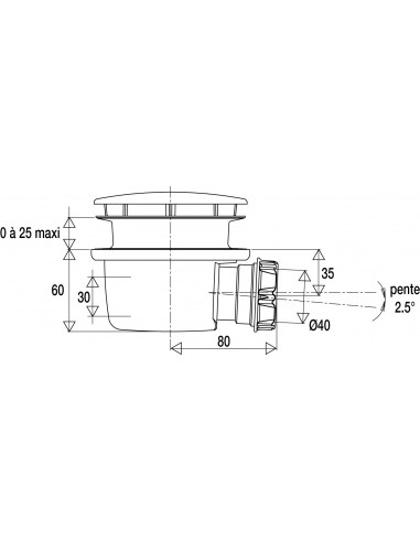 571700 005 00  Сверхплоский трап Minime для душевого поддона Д. 90 мм, круглая накладка, H 60 мм, черный матовый Valentin Чернить  - Вид №4