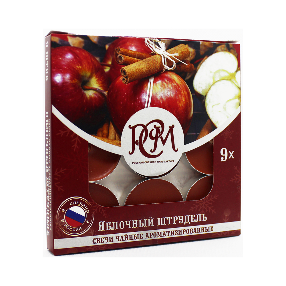 1300915 Свеча чайная 100 г 9 шт. "Яблочный Штрудель" РСМ 