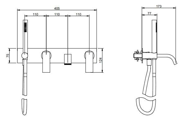 Латунный смеситель для ванны / душа Rubinetterie Treemme ARCH-00058093 - Вид №2