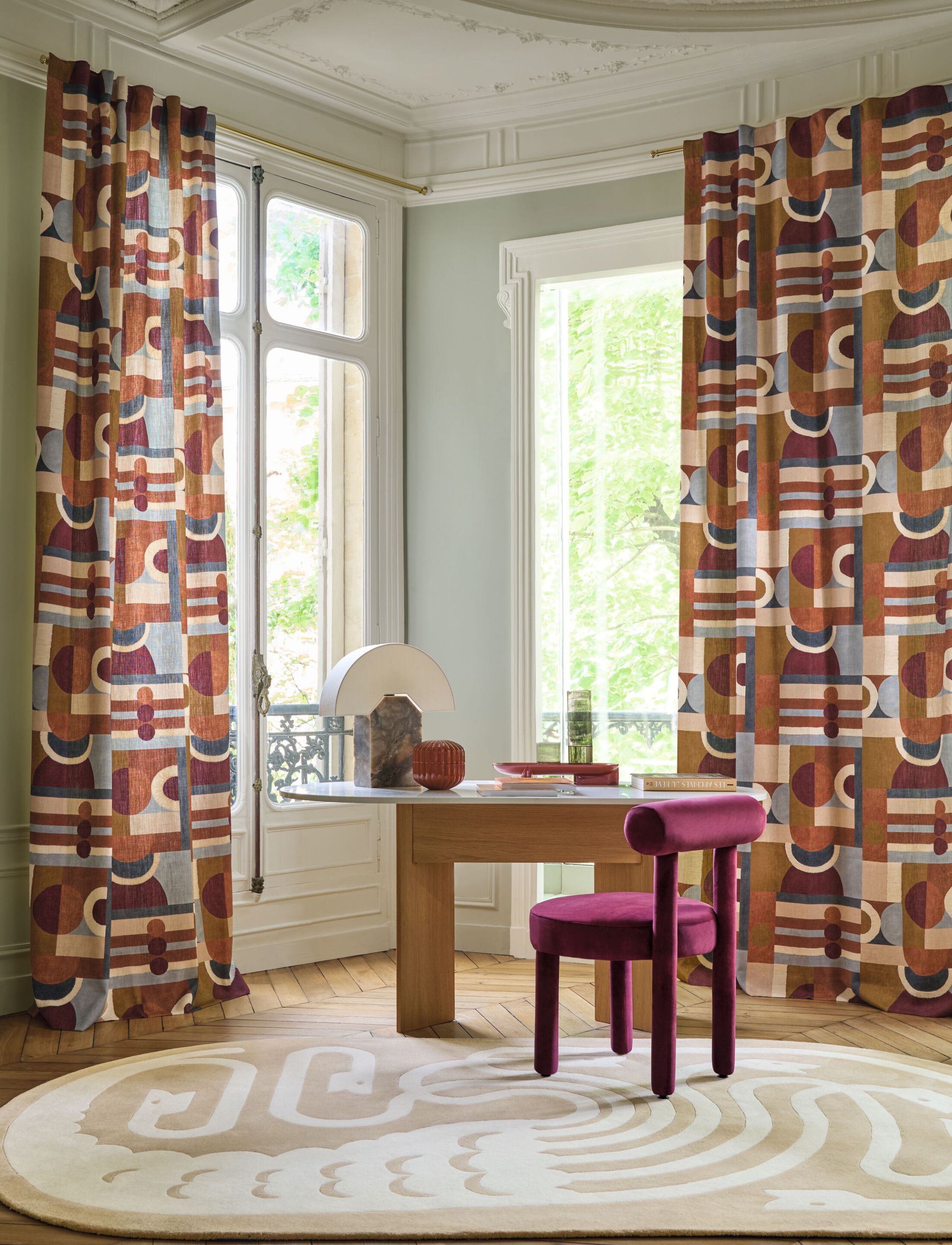 Льняная ткань с графическим рисунком Casamance Manali ARCH-00027872 - Вид №2