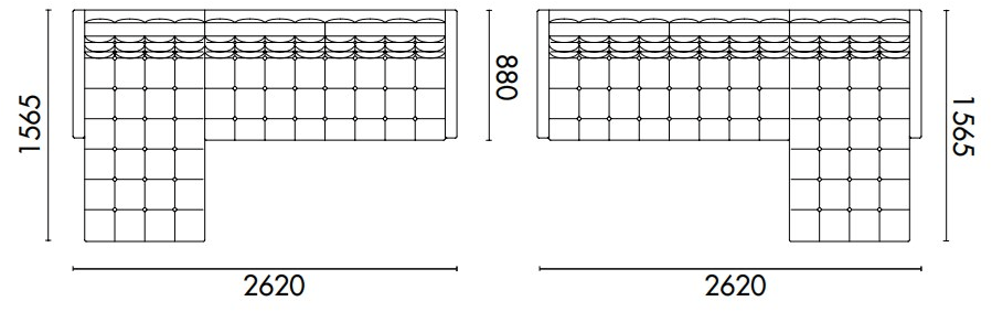Grado Design Стеганый 3-местный кожаный диван с шезлонгом Cover Cov-sf-01-lc - Вид №1