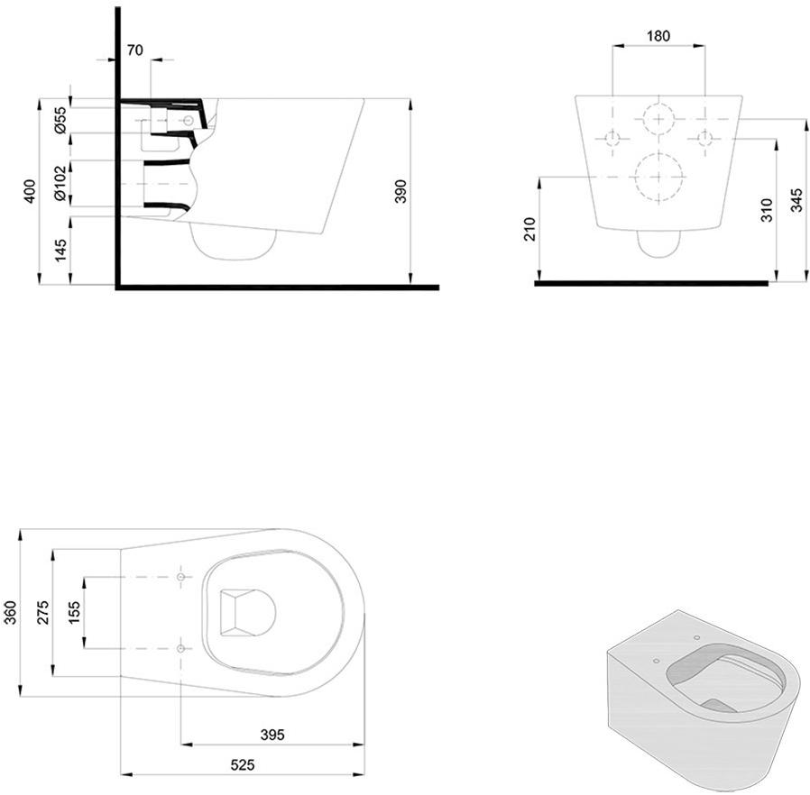 S333661arona Подвесной унитаз настенный Белый Paini  Италия;Португалия  - Вид №5